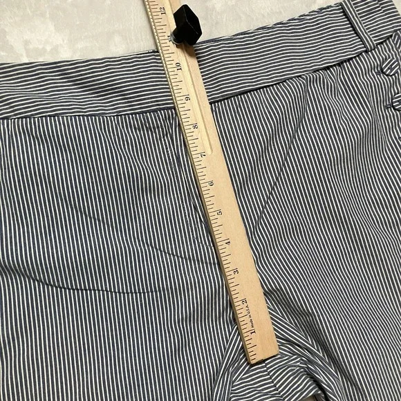 Talbots Pants Womens Size 14 Blue White Pinstripes Cotton Stretch Pocket Cropped - Picture 3 of 11